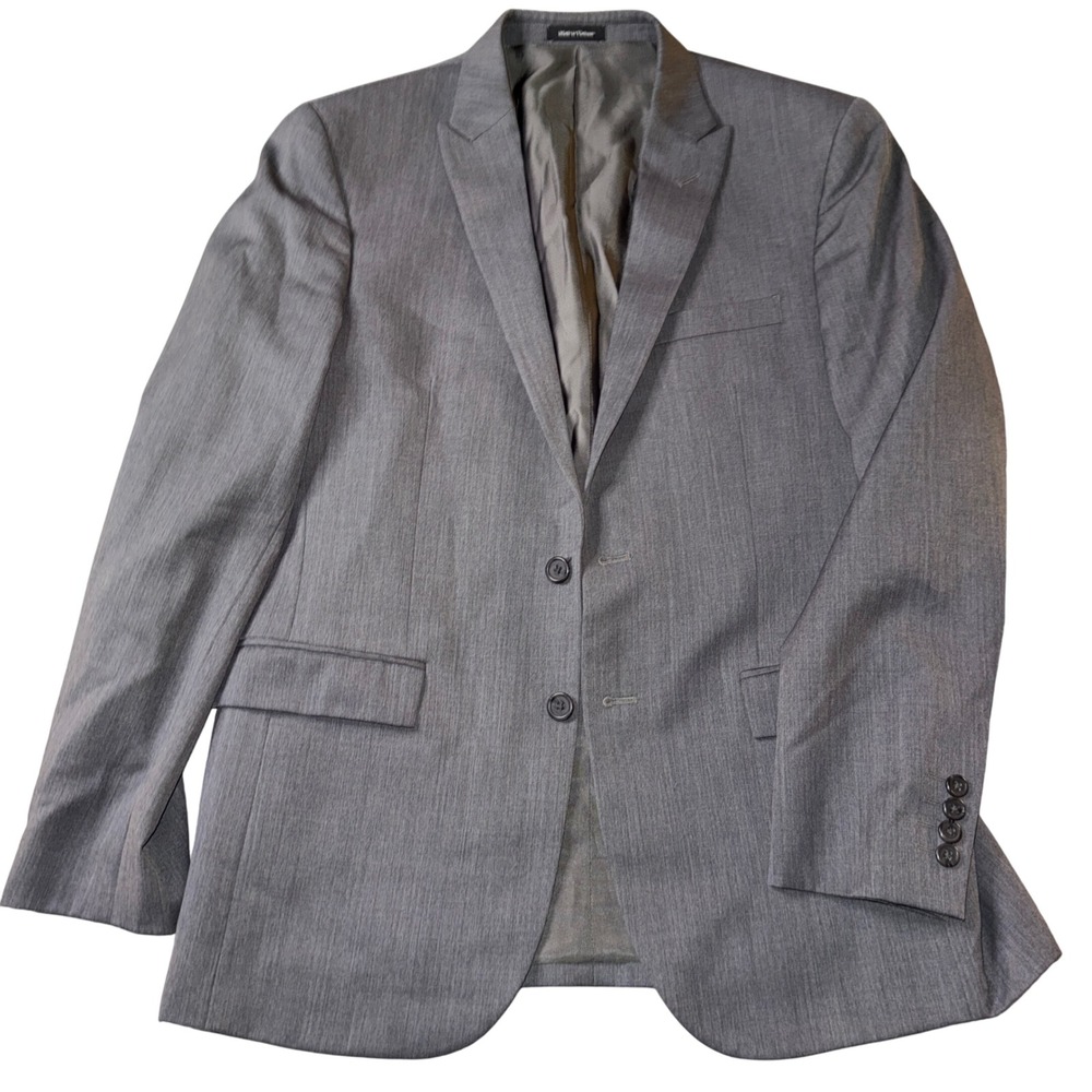 Egara Mens Gray 100% Wool Two‎ Button Blazer Jacket Size 40 Regular